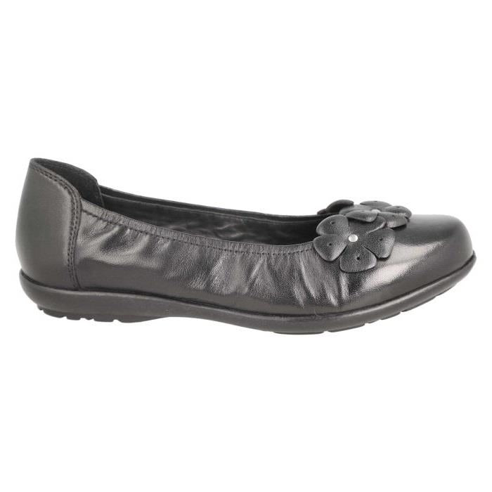 Women's Wide Fit DB Imani Ballet Pumps in Black Leather - Image 2