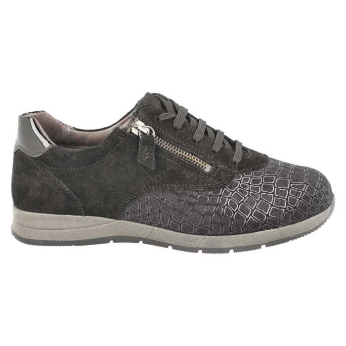 Women's Wide Fit DB Cumulus Trainers in Black Suede / Stretch / Patent - Image 1