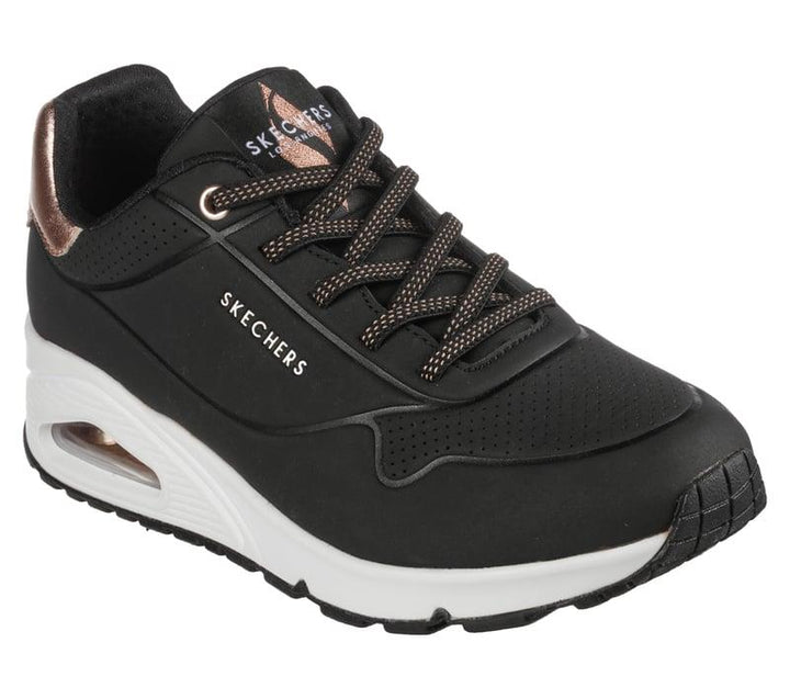 Women's Wide Fit Skechers Uno 155196 Shimmer Away Trainers