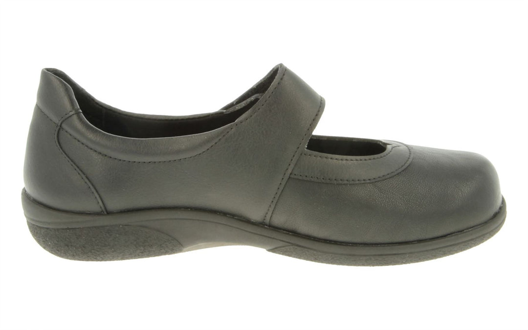 Womens Wide Fit DB Patience Shoes in Black Stretch - Image 4