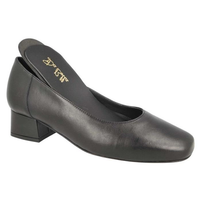 Women's Wide Fit DB Hyperion Heel Court Shoes in Black Leather - Image 6