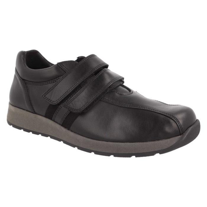 Men's Wide Fit DB Wayne Trainers in Black Leather - Image 3