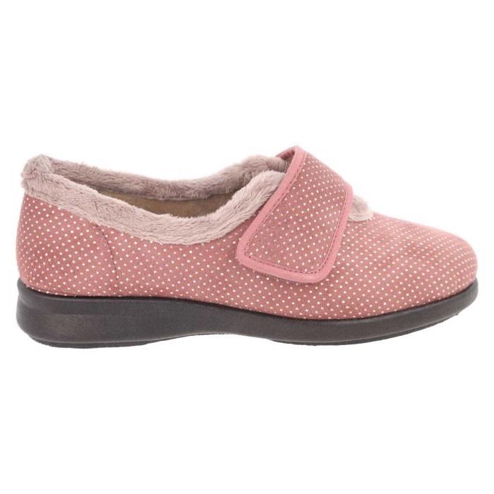 Women's Wide Fit DB Heidi Slippers in Black Velour / Shiny Dot - Image 1