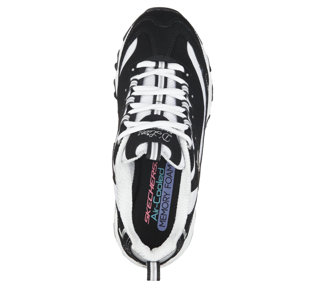 Women's Wide Fit Skechers 11930 D'Lites Biggest Fan Trainers in Black/White - Image 5