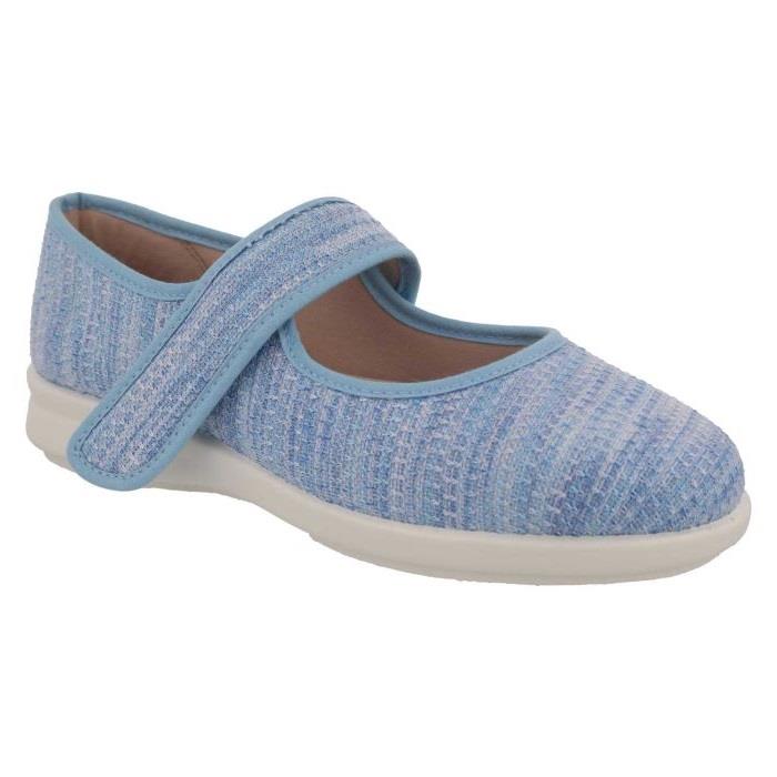 Women's Wide Fit DB Paloma Canvas Shoes in Blue / Multi Stretch - Image 3