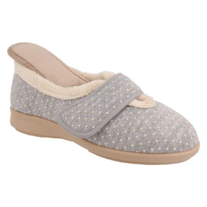 Women's Wide Fit DB Snowdrop Slippers in Rose Star Stitched Textile - Image 6