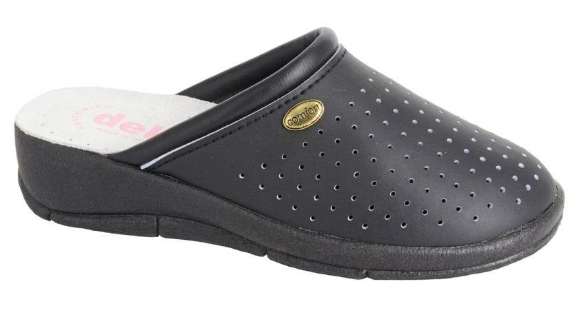 Womens Wide Fit DEK L706 Clogs in Black - Image 2