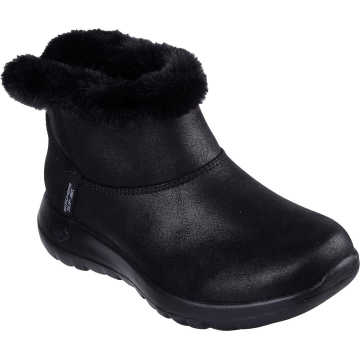 Women's Wide Fit Skechers 144800 Slip-ins On The Go Joy Cozy Dream Boots in Black - Image 1