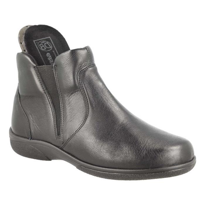 Women's Wide Fit DB Daylily Boots in Black Leather - Image 1