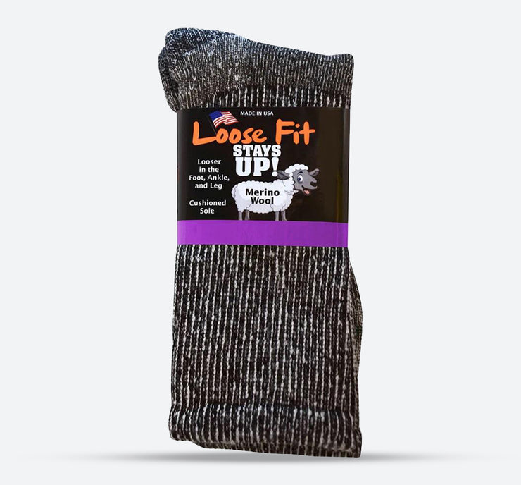 Mens Loose Fit 321 Merino Wool Crew Hiking Socks