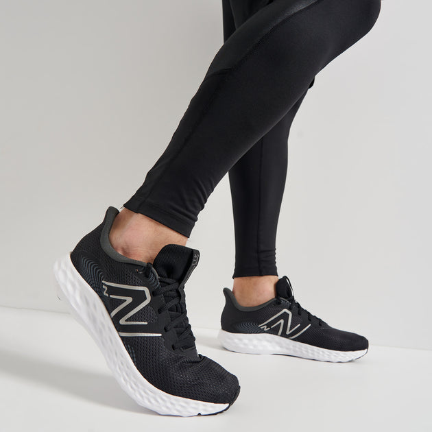 Women's Wide Fit New Balance M411LB3 Walking and Running Trainers - Black/White
