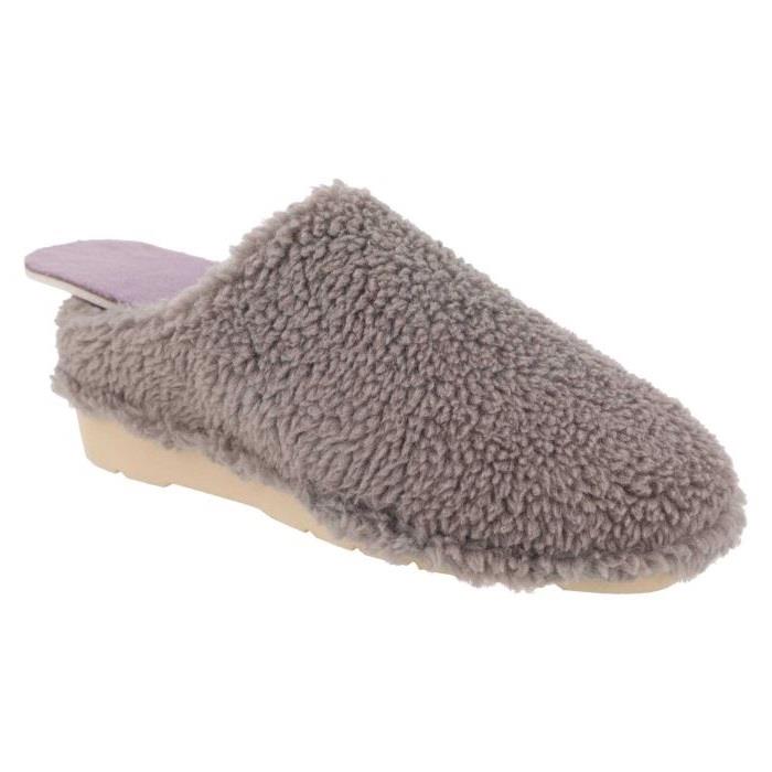Women's Wide Fit DB Tatum Mule Slippers in Grey Fleece - Image 6