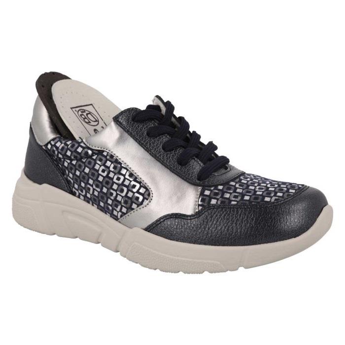 Women's Wide Fit DB Lauren Trainers in Navy / Silver / Leather / Multi - Image 6