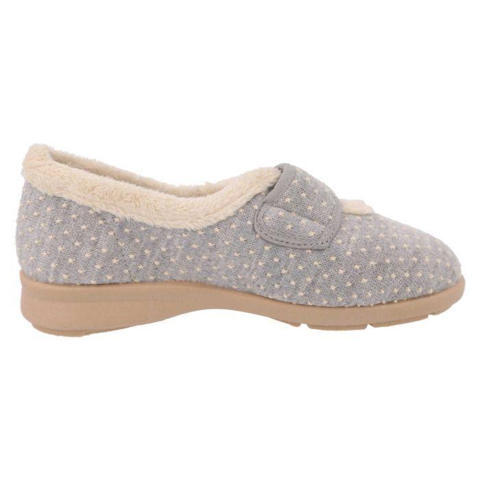 Women's Wide Fit DB Snowdrop Slippers in Rose Star Stitched Textile - Image 4