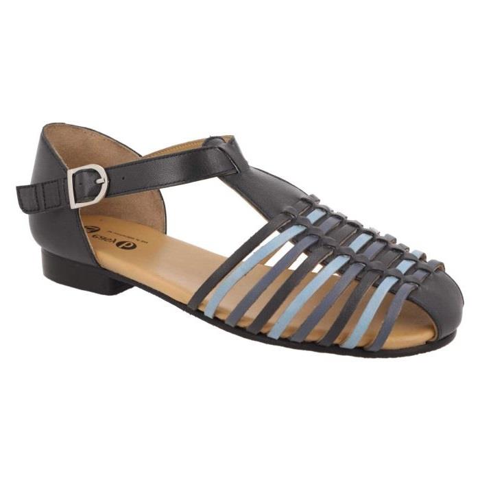 Women's Wide Fit DB Bella Sandals in Black Leather - Image 7