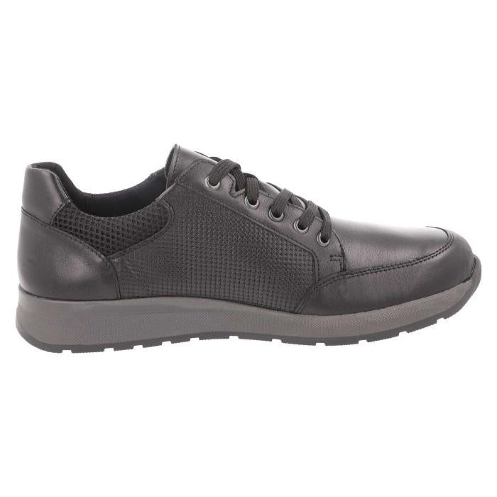 Men's Wide Fit DB Jerome Trainers in Black Leather - Image 4