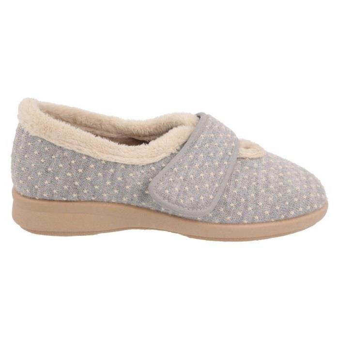 Women's Wide Fit DB Snowdrop Slippers in Rose Star Stitched Textile - Image 2