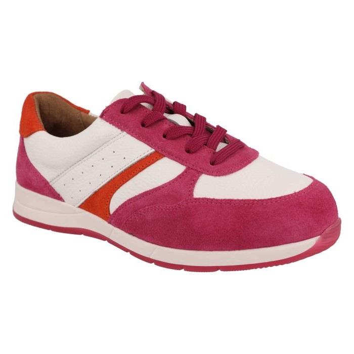 Women's Wide Fit DB Miriam Trainers in Blue Suede / White Leather - Image 7