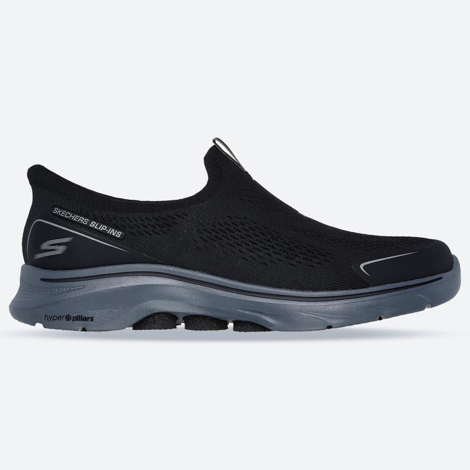 Men's Wide Fit Skechers 216553 Slip-ins Go Walk 7 Easy On Evolution Trainers in Black/Charcoal - Image 1