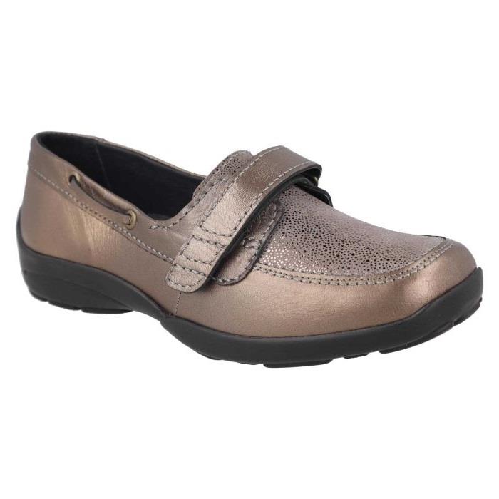 Women's Wide Fit DB Fiddle Shoes in Black Leather / Patent / Spot - Image 1