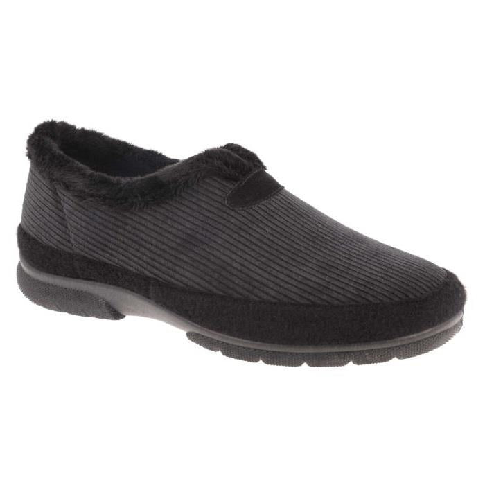 Men's Wide Fit DB Kelvin Slippers in Black Textile - Image 3