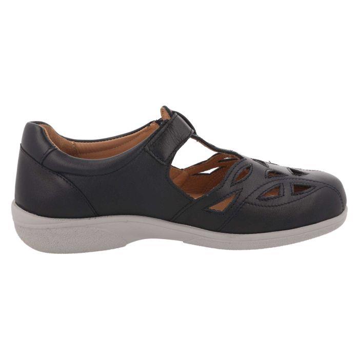 Women's Wide Fit DB Ayla Shoes in Navy Leather - Image 1