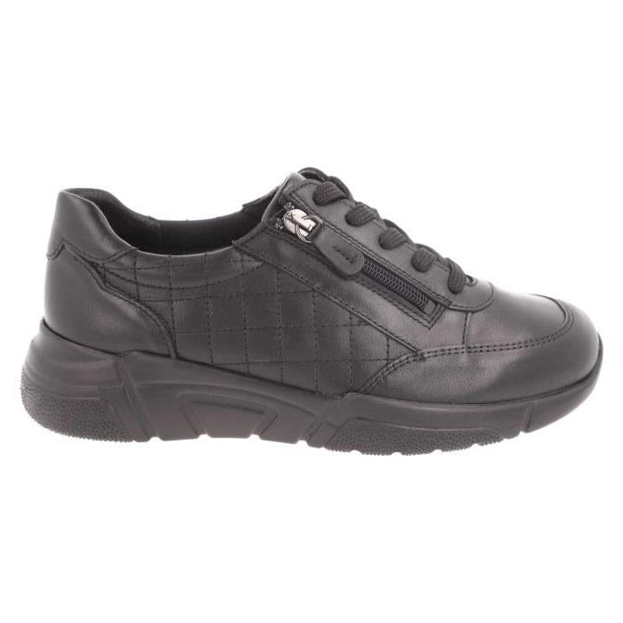 Women's Wide Fit DB Harebell Zip/Lace Shoes in Black Leather - Image 2