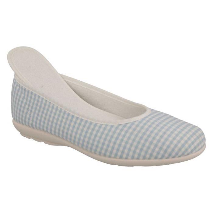 Women's Wide Fit DB Anenome Canvas Pumps in Blue Gingham Canvas - Image 1