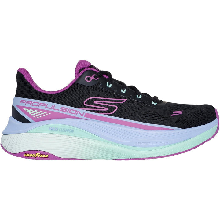 Women's Wide Fit Skechers 128901 Performance Max Cushioning Propulsion Trainers in Black/Purple - Image 1