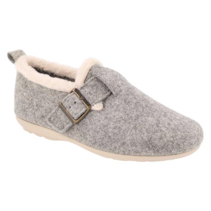 Women's Wide Fit DB Gracie Buckle Slippers in Navy Felt - Image 10