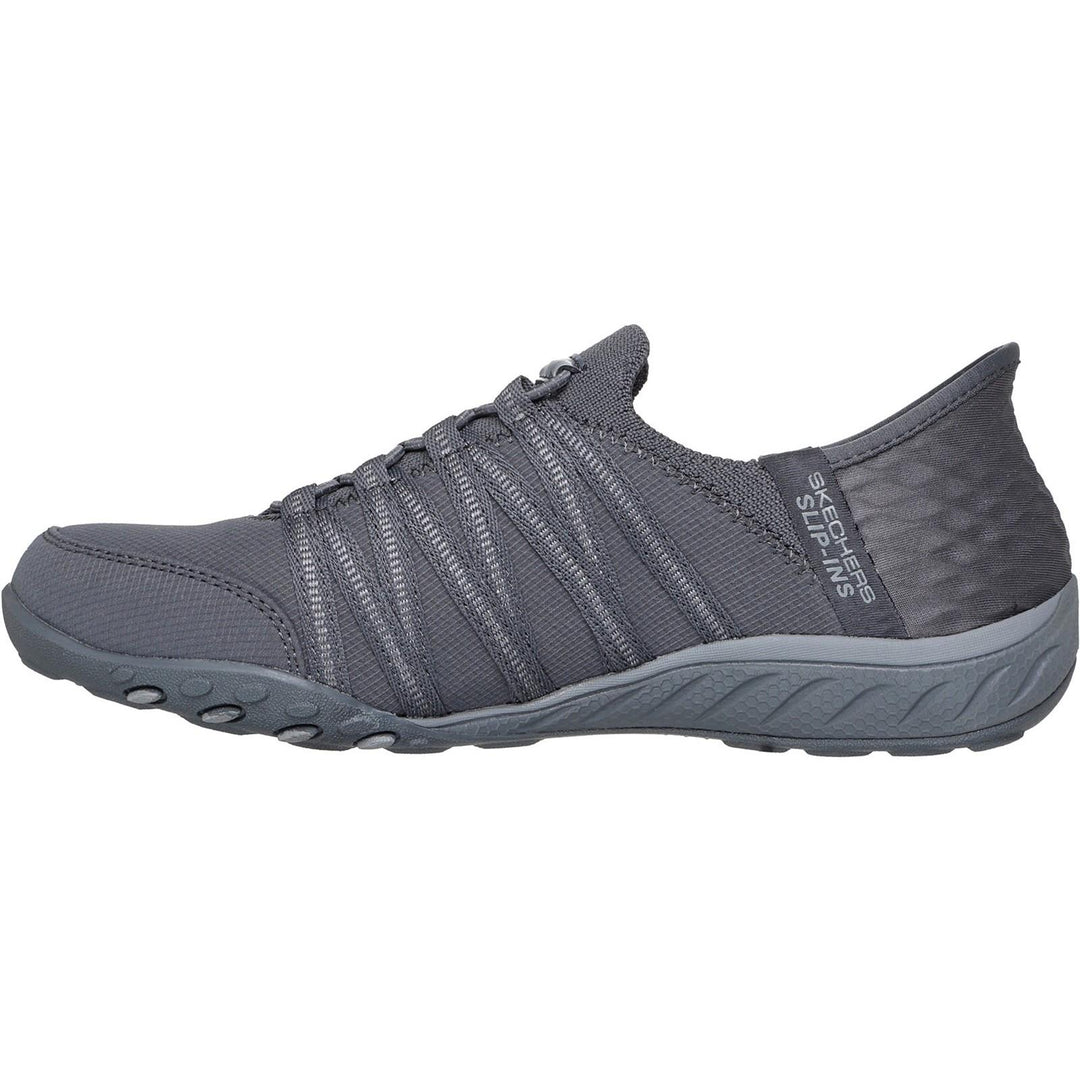Women's Wide Fit Skechers 100593 Breathe Easy Roll Shoes in Black - Image 7