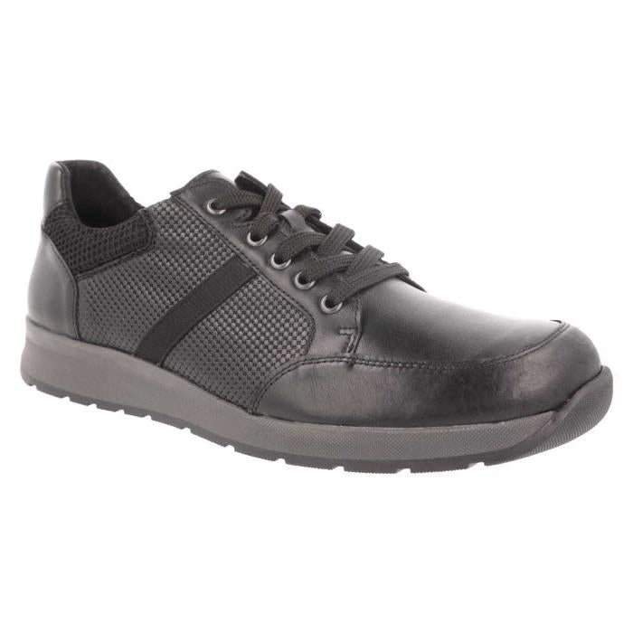 Men's Wide Fit DB Jerome Trainers in Black Leather - Image 1