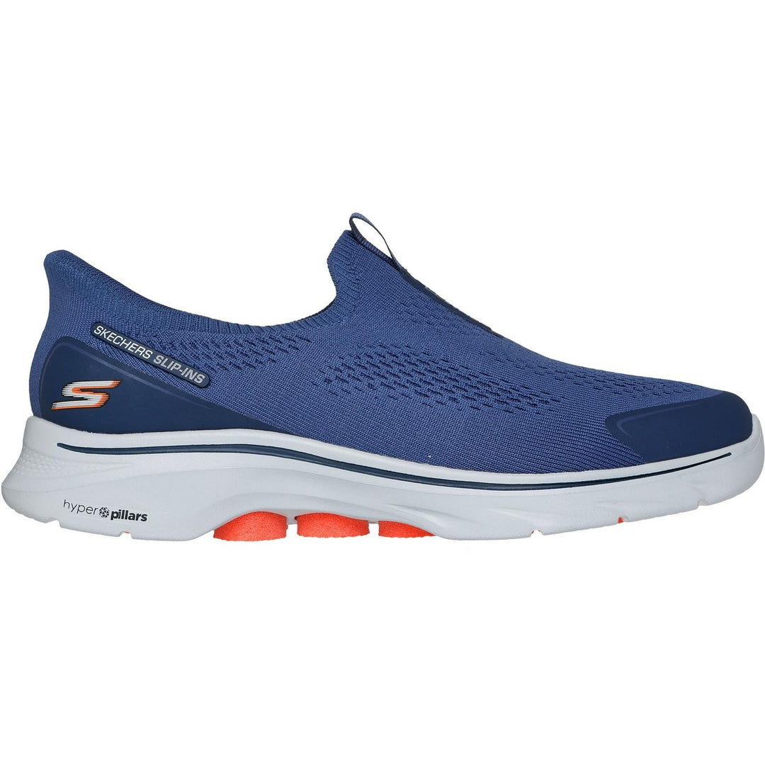 Men's Wide Fit Skechers 216553 Slip-ins Go Walk 7 Easy On Evolution Trainers in Black/Charcoal - Image 7