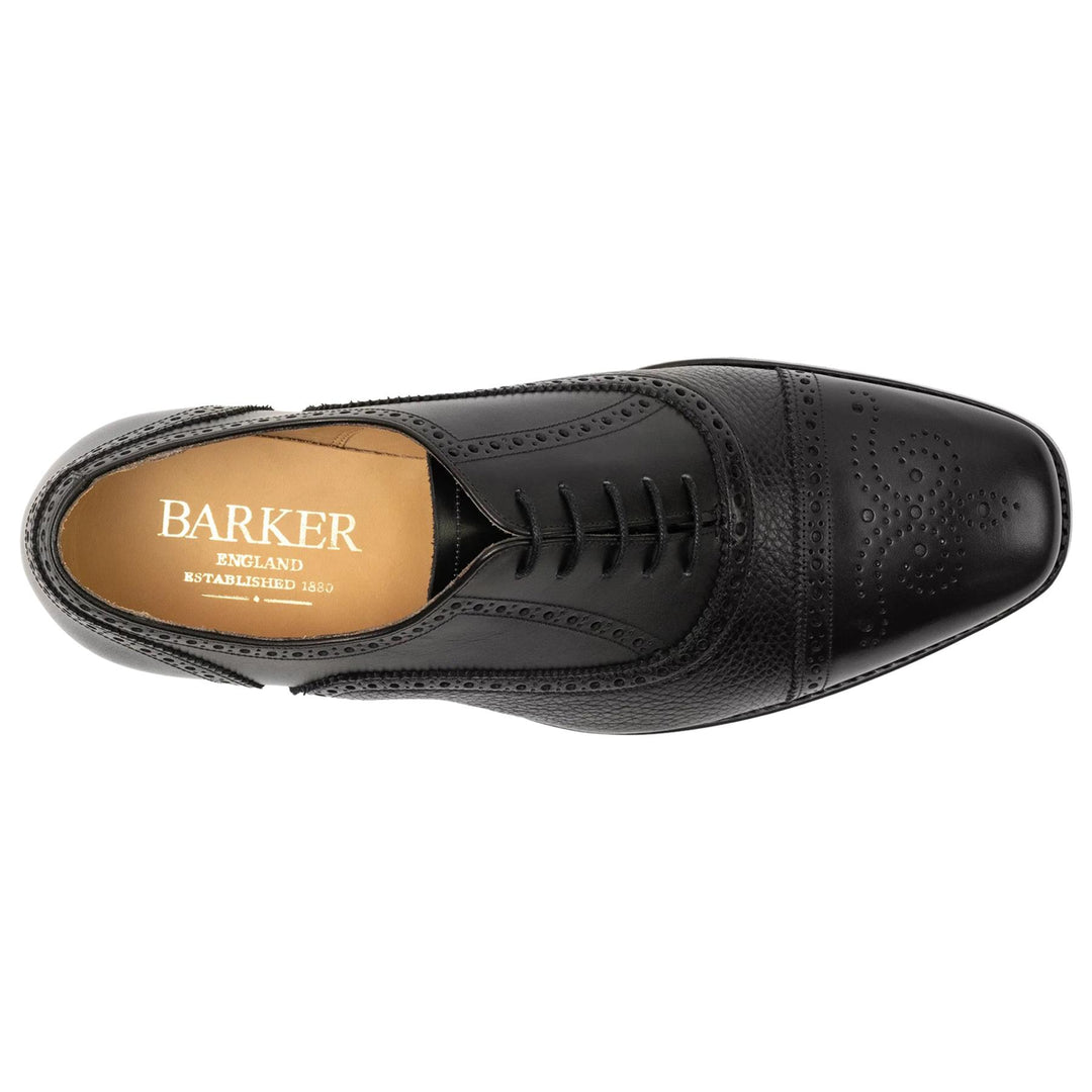 Men's Wide Fit Barker Sligo Oxford Shoes in Black - Image 4
