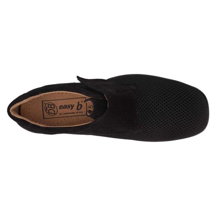Women's Wide Fit DB Solitaire Trainers in Black Stretch / Black Suede - Image 4