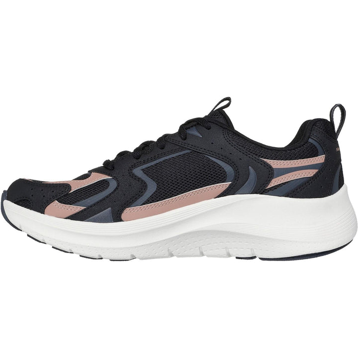 Women's Wide Fit Skechers 150332 Arch Fit 2.0 Vintage Luxe Trainers in Black/Rose Gold - Image 1