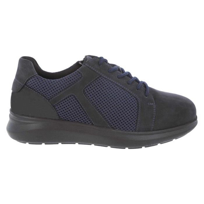 Men's Wide Fit DB Samuel Zip/Lace Up Trainers in Black Leather / Black Mesh - Image 1