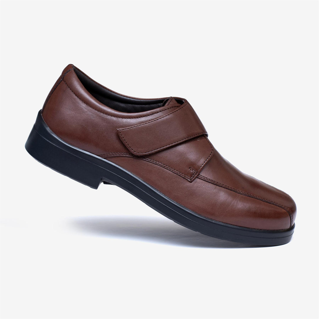 Tredd Mens Wide Fit Tredd Well Peter Velcro Shoes - Dark Brown | Tredd Well ...