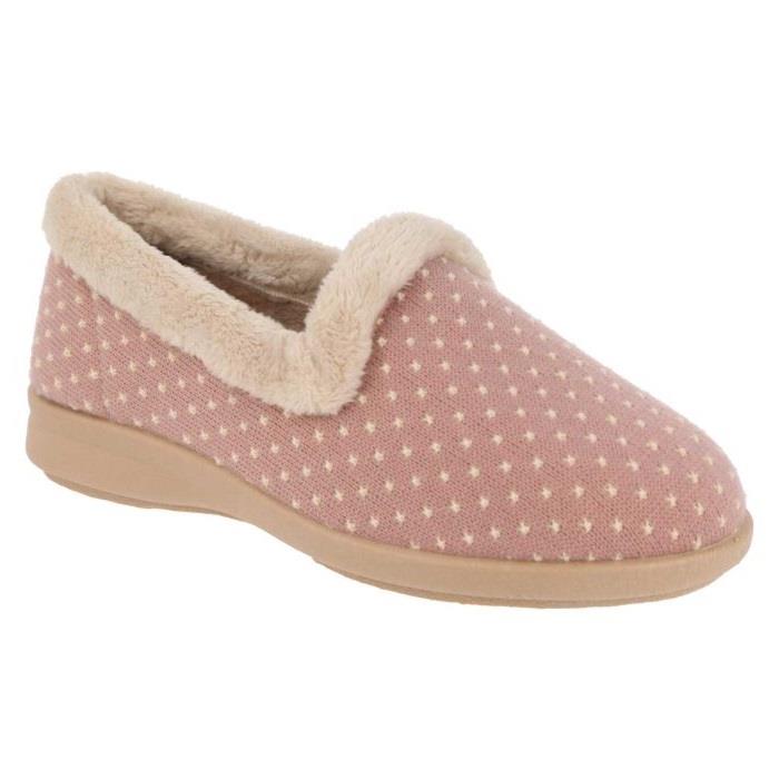 Women's Wide Fit DB Clover Slippers in Rose Star Stitched / Textile - Image 8