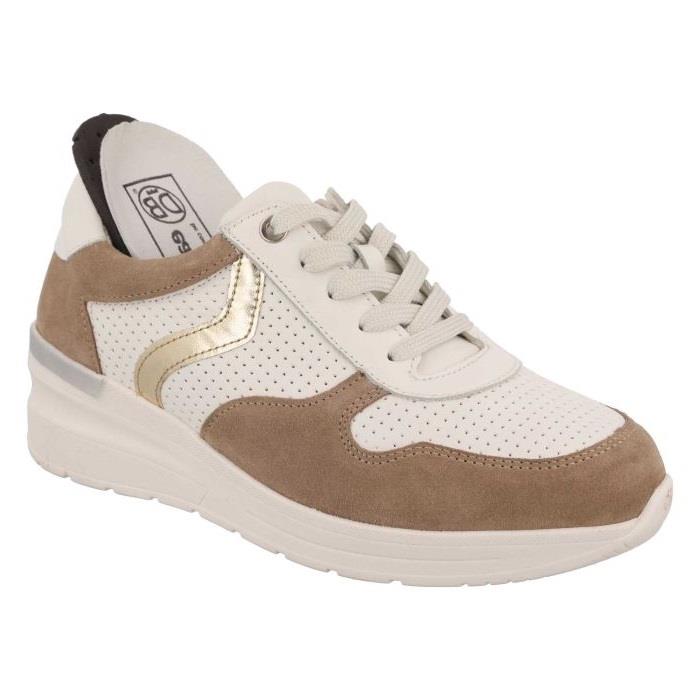 Women's Wide Fit DB Speedwell Trainers in White Leather / Black Suede - Image 12
