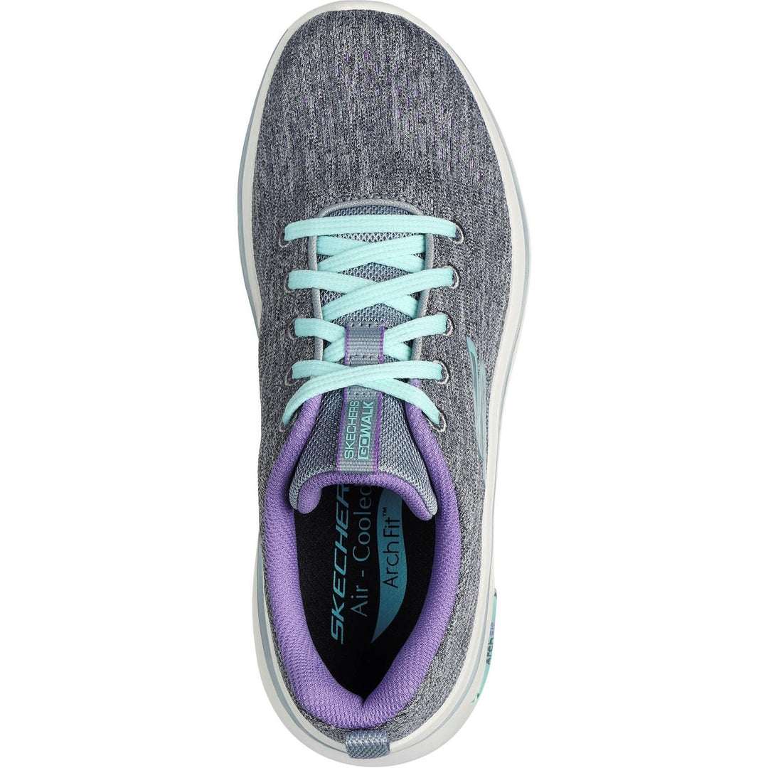 Women's Wide Fit Skechers 125311 Go Walk Arch Fit 2.0 Vivid Trainers in Grey/Lavender - Image 5