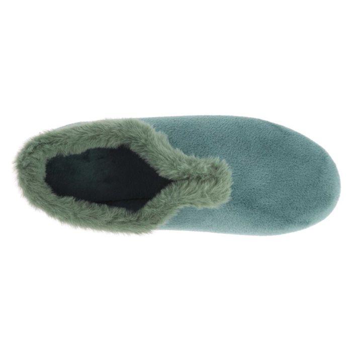 Women's Wide Fit DB Faye Slip on Slippers in Navy Velour - Image 1