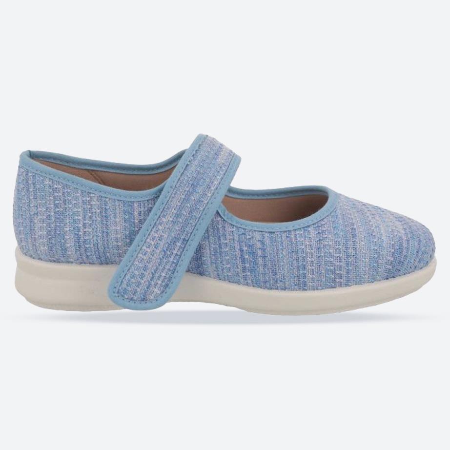 Women's Wide Fit DB Paloma Canvas Shoes in Blue / Multi Stretch - Image 1