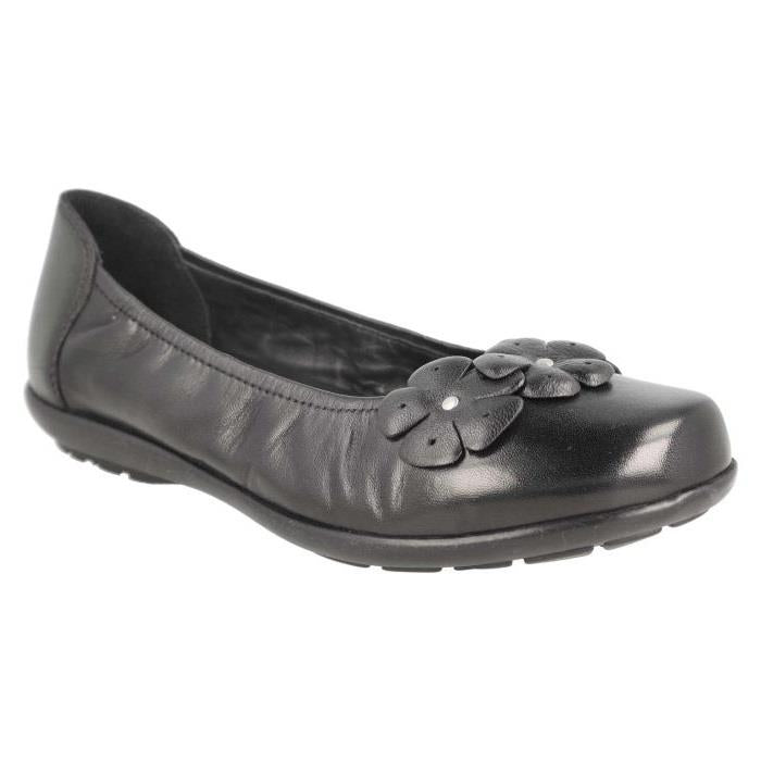 Women's Wide Fit DB Imani Ballet Pumps in Black Leather - Image 6