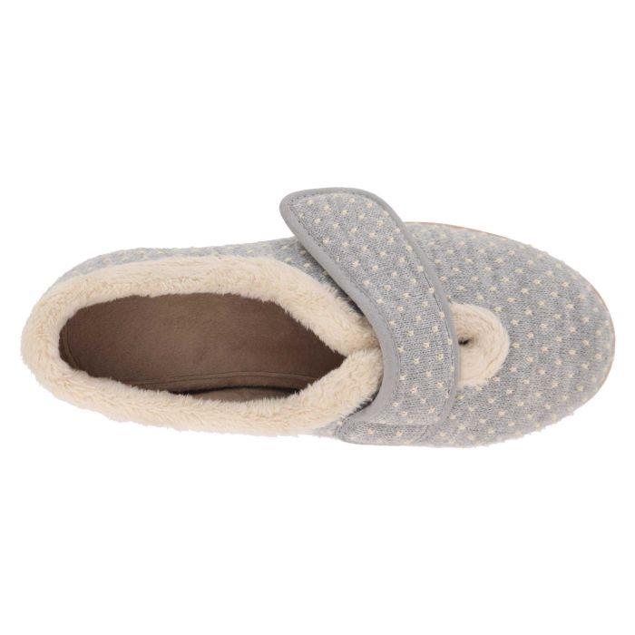 Women's Wide Fit DB Snowdrop Slippers in Rose Star Stitched Textile - Image 5