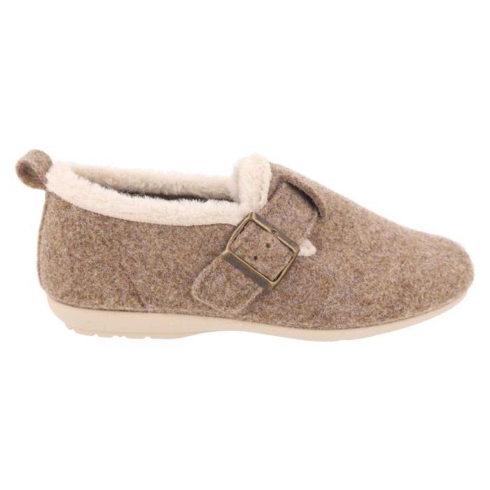 Women's Wide Fit DB Gracie Buckle Slippers in Navy Felt - Image 1
