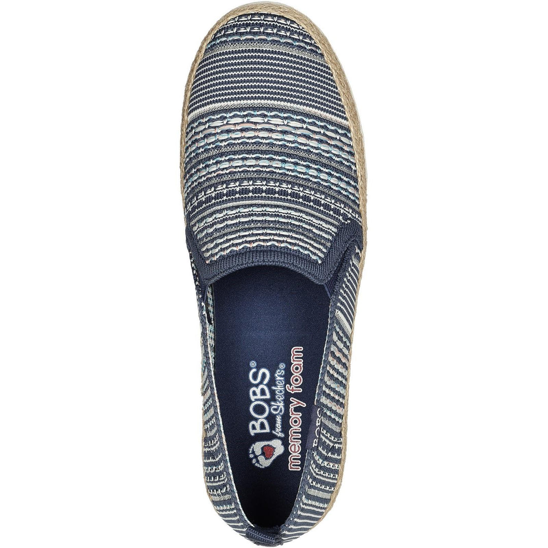 Women's Wide Fit Skechers 113982 Bobs Flexpadrille 3.0 Island Muse Espadrille Slippers