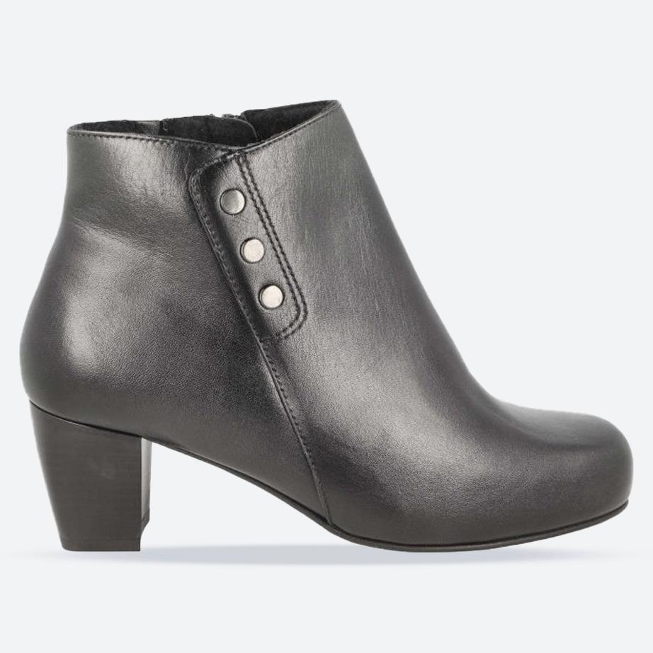 Women's Wide Fit DB Jeannie Heeled Boots in Black Nappa Leather - Image 1