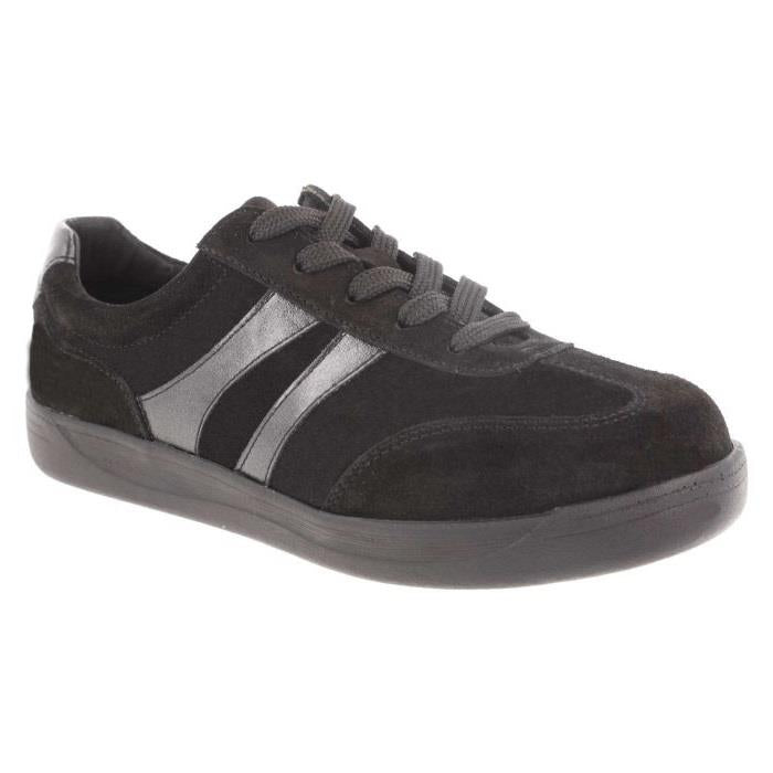 Women's Wide Fit DB Hannah Lace Up Trainers in Black Suede - Image 4