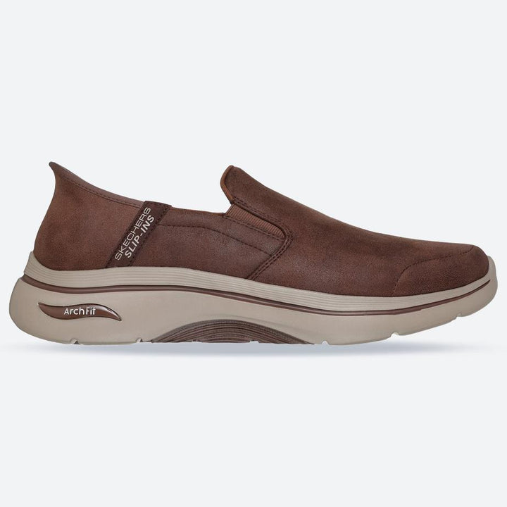 Men's Wide Fit Skechers 216813 Slip-ins Go Walk Arch Fit 2.0 Quest Trainers in Brown - Image 1